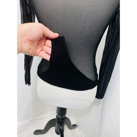 Charlotte Russe Women's One-Piece Black Mesh Long Sleeve Size Small - Picture 4 of 9